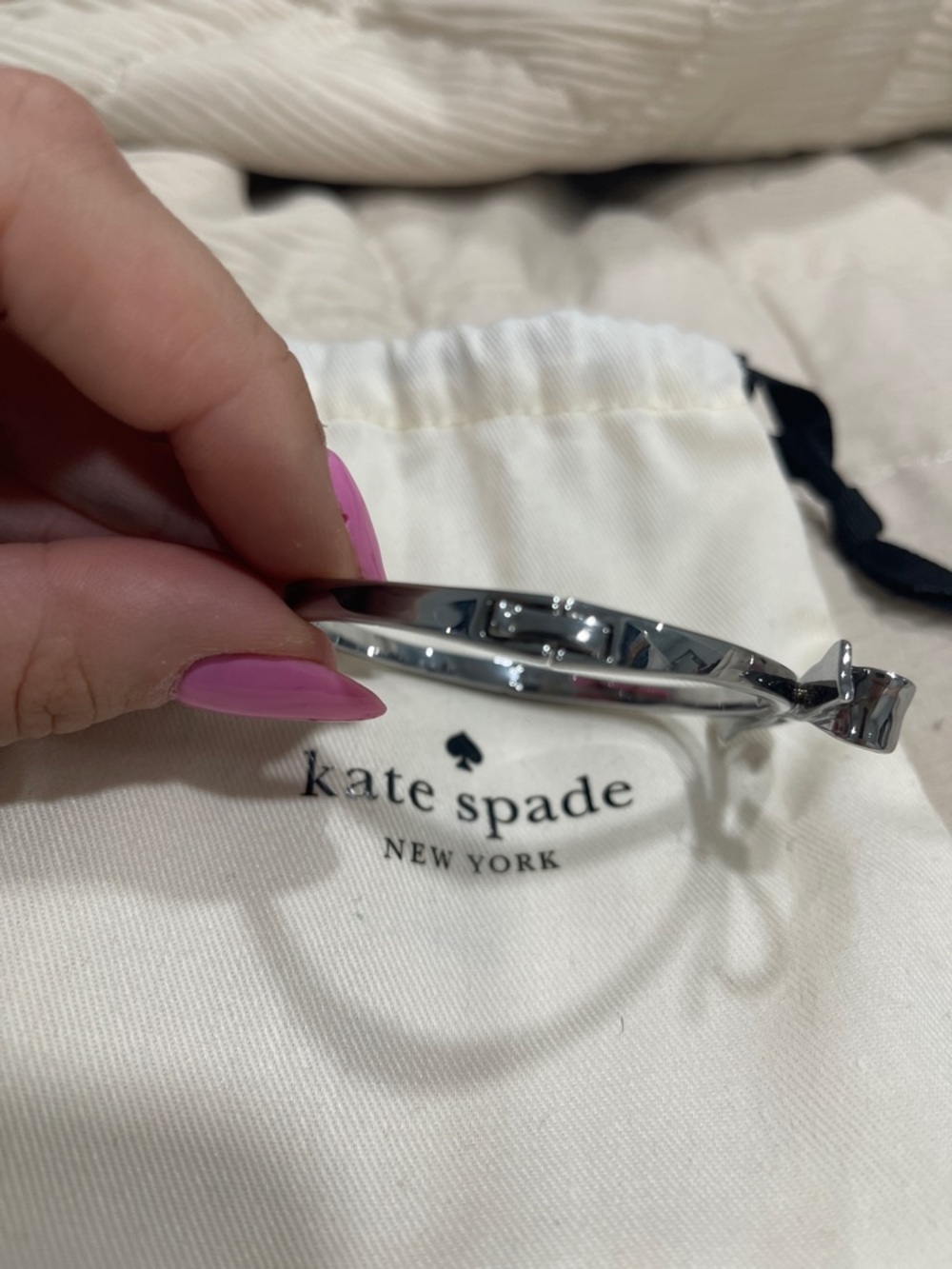 kate spade Silver Bow Bangle Bracelet - Picture 3 of 5